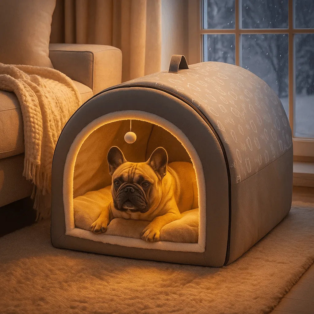 Premium Hundebett Winter | Warmes Zelt-Design für mittelgroße & große Hunde