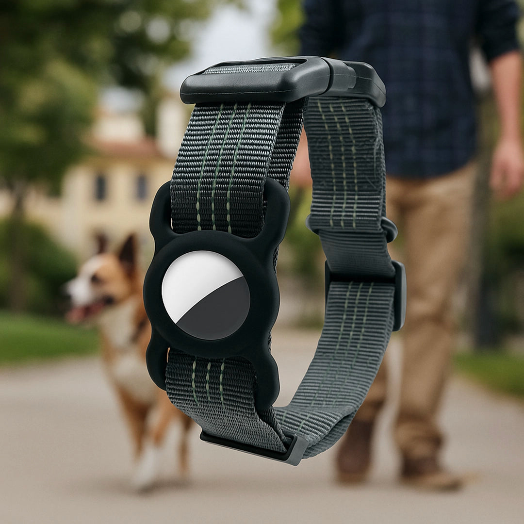 Hundehalsband mit AirTag Halterung | Verstellbar & robust für Outdoor-Abenteuer