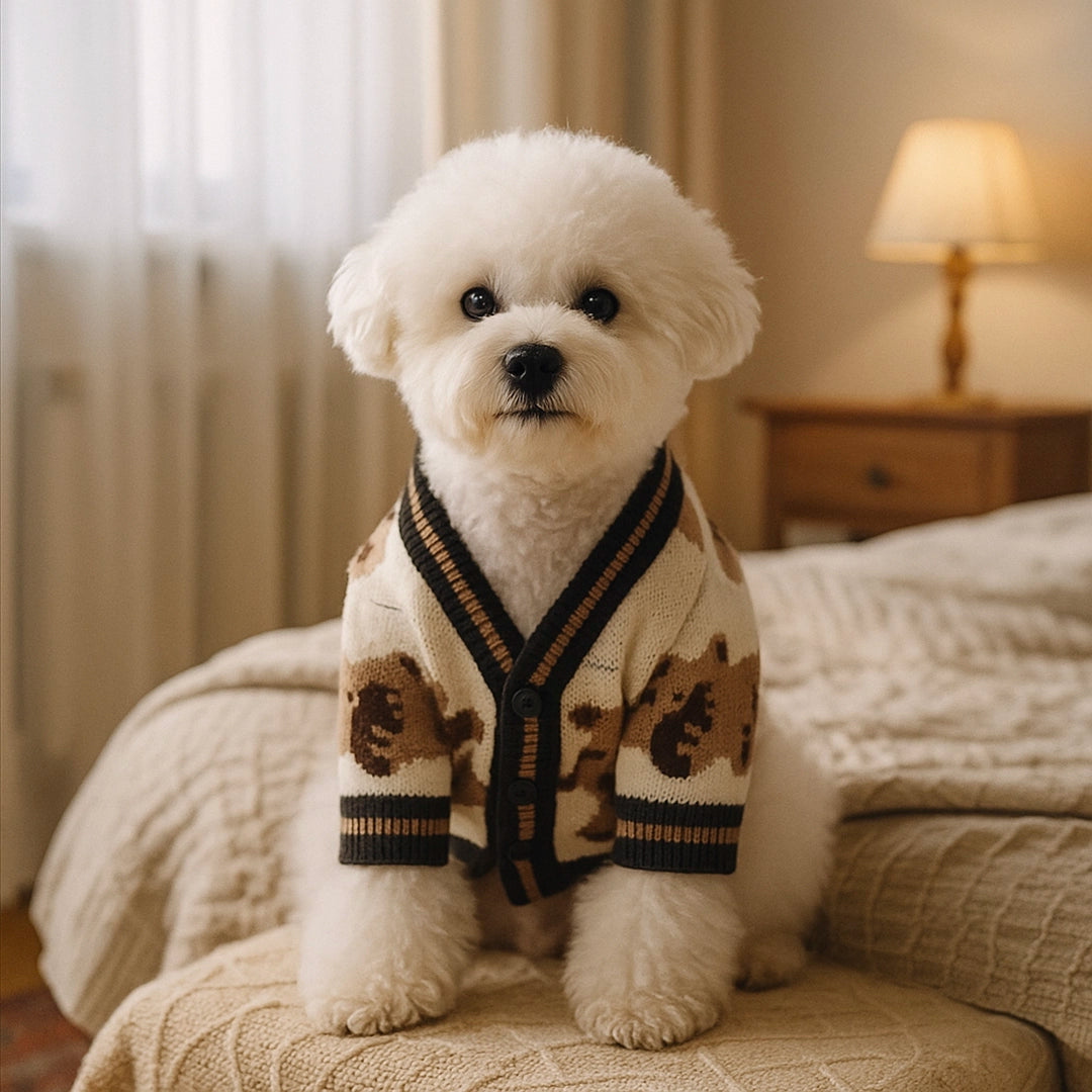 Gestreifter Hundemantel & Hundepullover | Warmer Strick-Cardigan für kleine Hunde im Winter