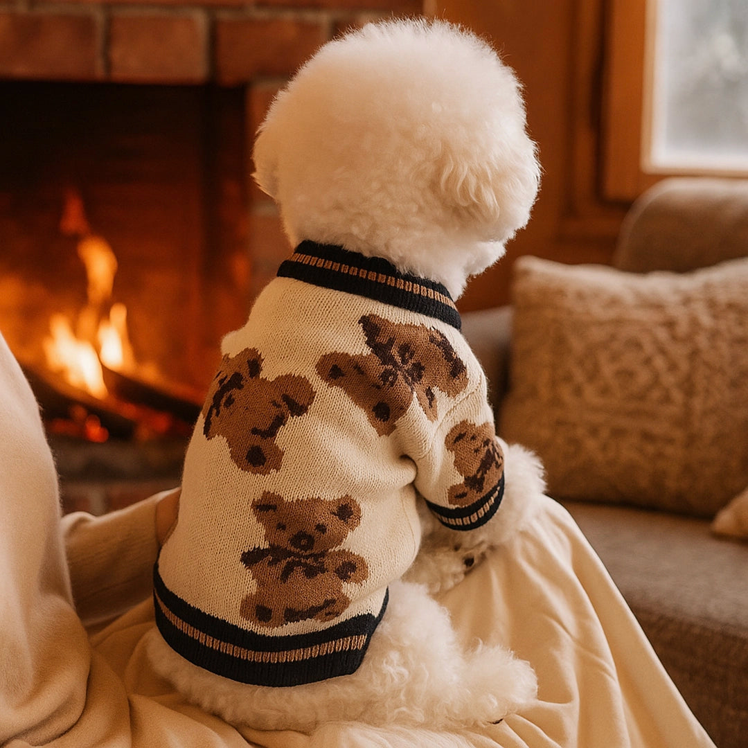 Gestreifter Hundemantel & Hundepullover | Warmer Strick-Cardigan für kleine Hunde im Winter