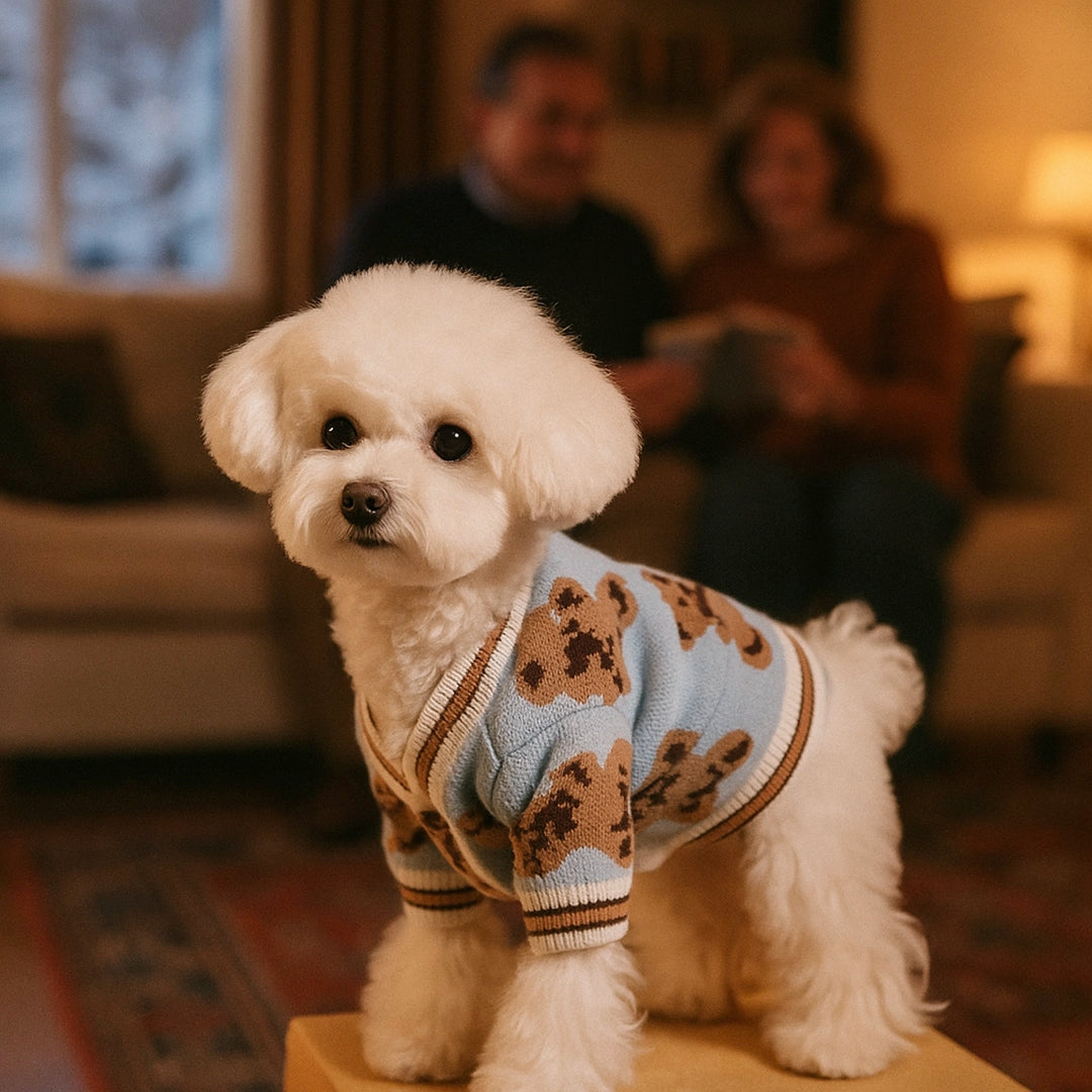Gestreifter Hundemantel & Hundepullover | Warmer Strick-Cardigan für kleine Hunde im Winter