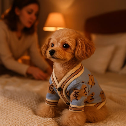 Gestreifter Hundemantel & Hundepullover | Warmer Strick-Cardigan für kleine Hunde im Winter