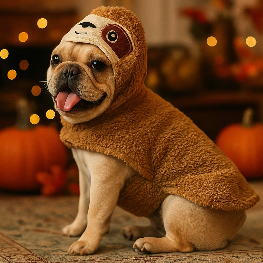 Hundepullover Faultier | Warmer Hundemantel mit Kapuze für Herbst & Winter