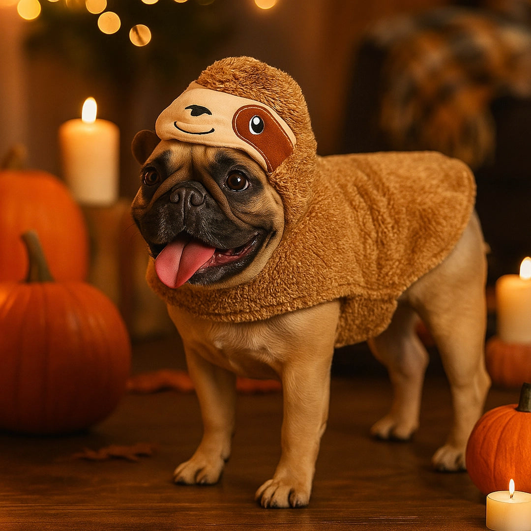 Hundepullover Faultier | Warmer Hundemantel mit Kapuze für Herbst & Winter