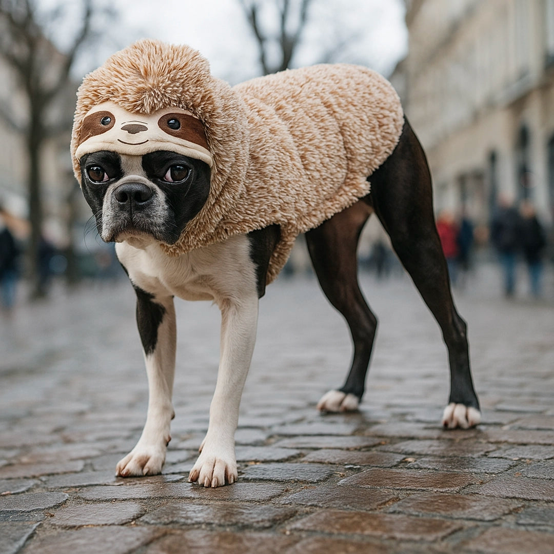 Hundepullover Faultier | Warmer Hundemantel mit Kapuze für Herbst & Winter