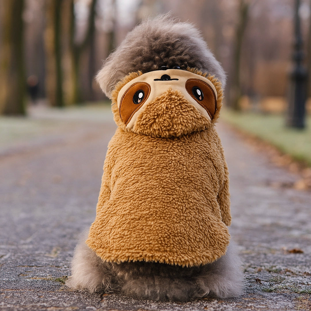 Hundepullover Faultier | Warmer Hundemantel mit Kapuze für Herbst & Winter