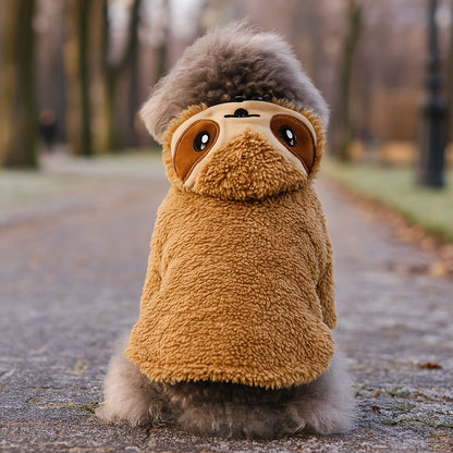 Hundepullover Faultier | Warmer Hundemantel mit Kapuze für Herbst & Winter