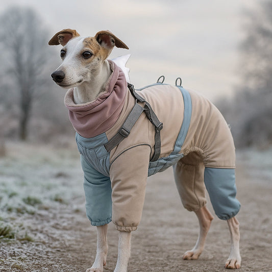 Hundemantel Hai-Design | Warmer Hundepullover mit Geschirr & Reflektoren