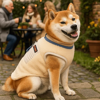 Hundemantel Winter | Warme Baumwolljacke mit Geschirr-Funktion & Rückentasche