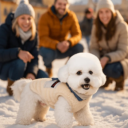 Hundemantel Winter | Warme Baumwolljacke mit Geschirr-Funktion & Rückentasche