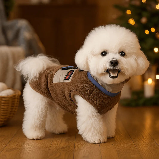 Hundemantel Winter | Warme Baumwolljacke mit Geschirr-Funktion & Rückentasche