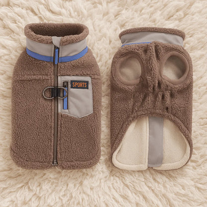 Hundemantel Winter | Warme Baumwolljacke mit Geschirr-Funktion & Rückentasche