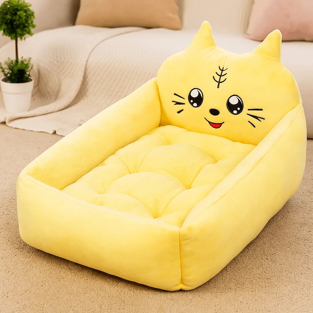 Katzenbett im Tierkopf-Design | Kuscheliges Winter Katzenkörbchen