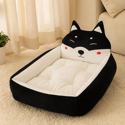 Katzenbett im Tierkopf-Design | Kuscheliges Winter Katzenkörbchen