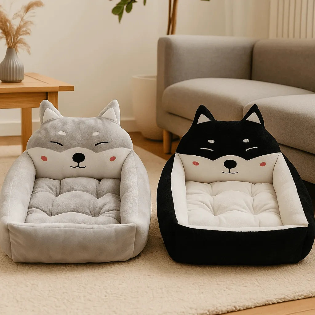 Katzenbett im Tierkopf-Design | Kuscheliges Winter Katzenkörbchen
