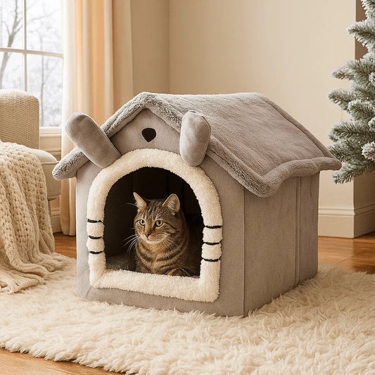 Plüsch Katzenhaus | Gemütlicher Rückzugsort für kalte Tage