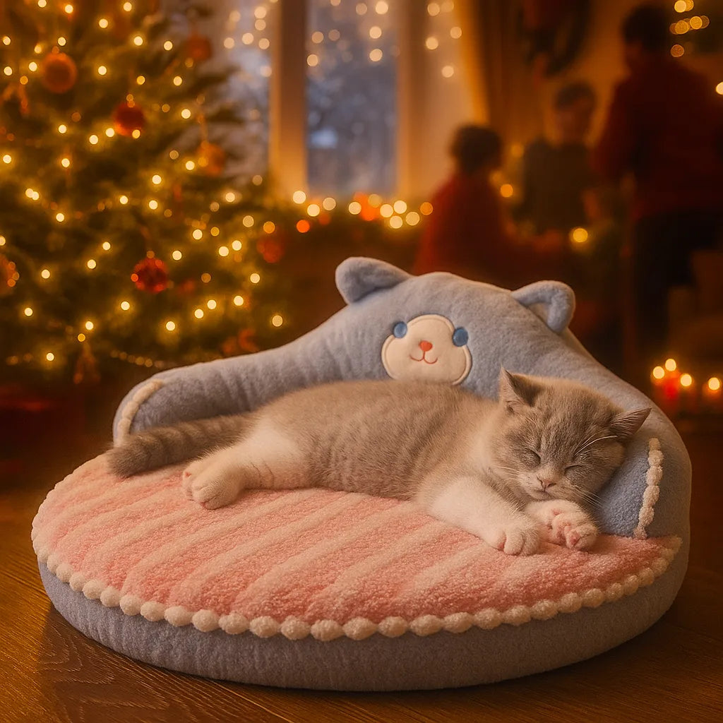 Kuscheliges Katzenbett | in Bärenform mit Rückenlehne
