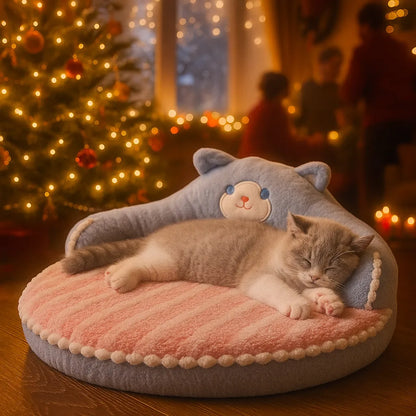 Kuscheliges Katzenbett | in Bärenform mit Rückenlehne