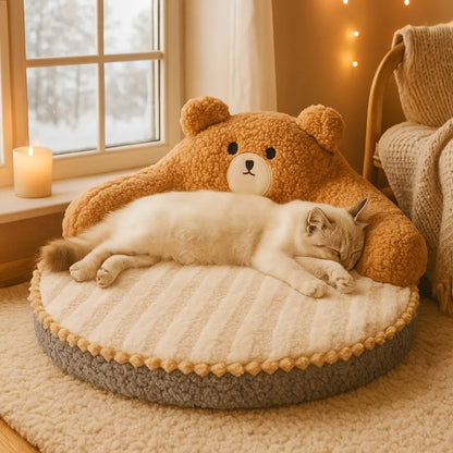 Kuscheliges Katzenbett | in Bärenform mit Rückenlehne