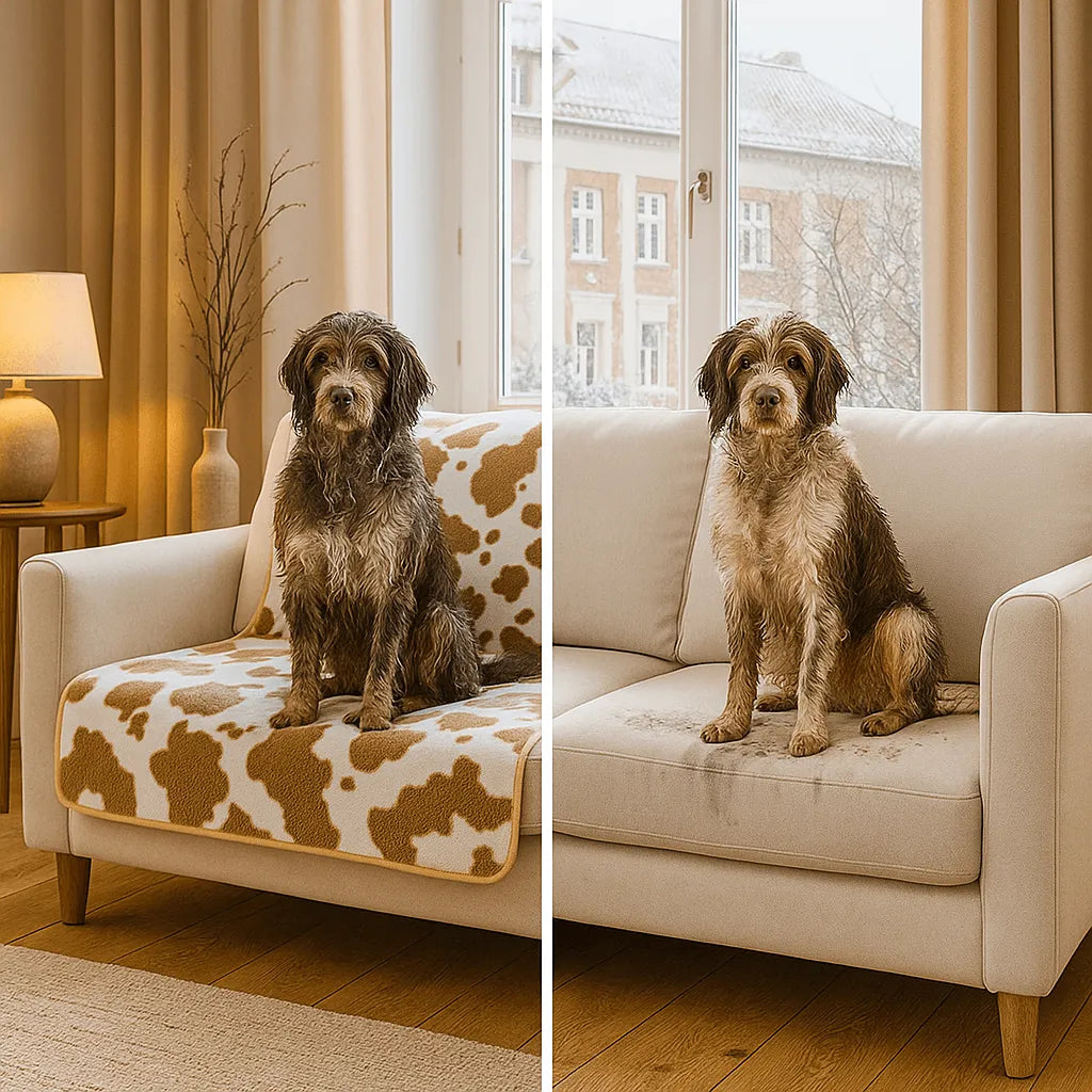 Hundedecke mit Kuhprint | Sofabezug & Kuschelplatz für kalte Tage