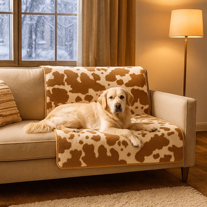 Hundedecke mit Kuhprint | Sofabezug & Kuschelplatz für kalte Tage