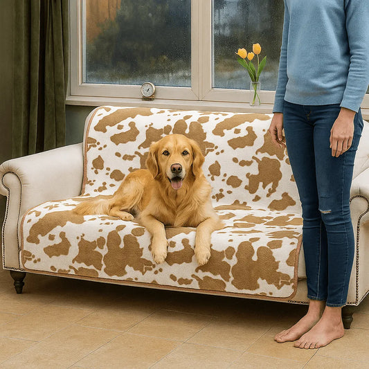Hundedecke mit Kuhprint | Sofabezug & Kuschelplatz für kalte Tage