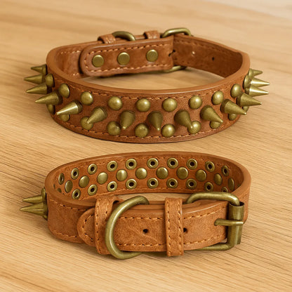 Leder Hundehalsband mit Nieten & Stacheln | stilvoll & robust