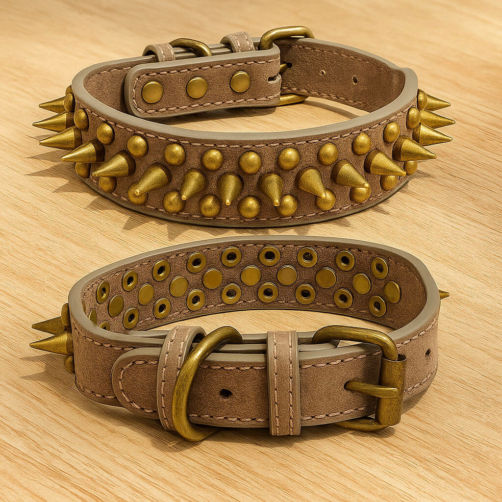 Leder Hundehalsband mit Nieten & Stacheln | stilvoll & robust