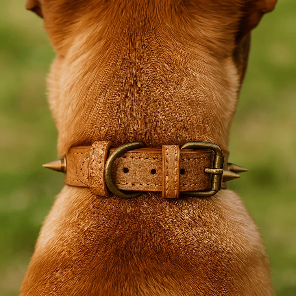 Leder Hundehalsband mit Nieten & Stacheln | stilvoll & robust