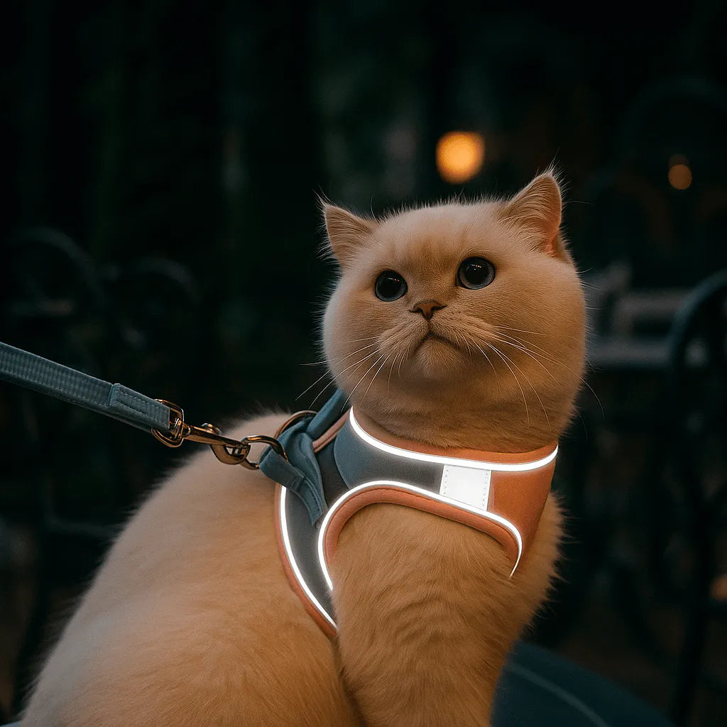 Katzengeschirr | verstellbar, gepolstert & reflektierend