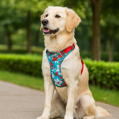 Hundegeschirr tropisches Design | Verstellbar, gepolstert & robust für aktive Hunde