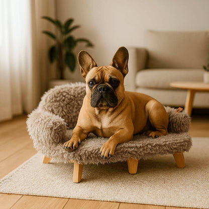 Kuscheliges Hundesofa | mit Plüsch & Holzfüßen, Warm & stilvoll
