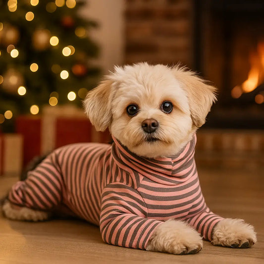 Hundemantel | Pullover mit Streifen, warmer Jumpsuit für Winter