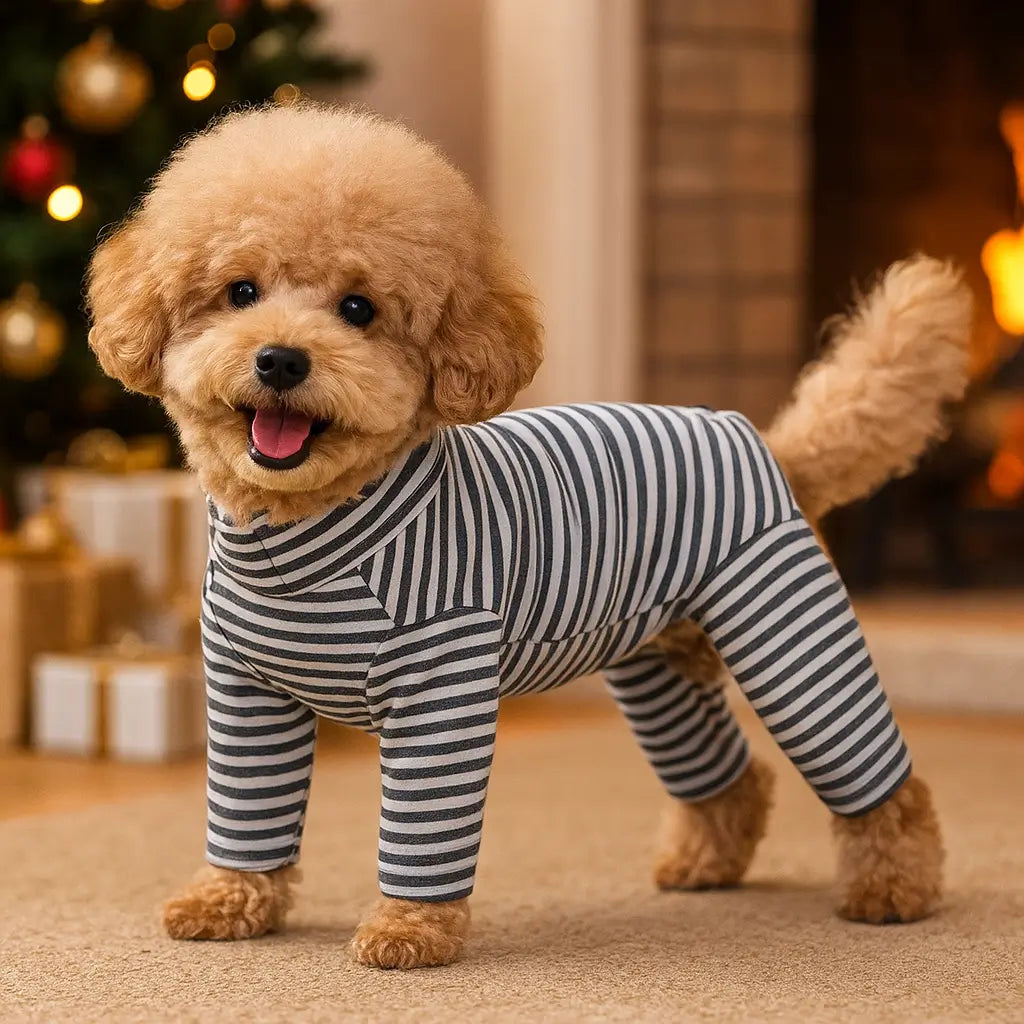 Hundemantel | Pullover mit Streifen, warmer Jumpsuit für Winter
