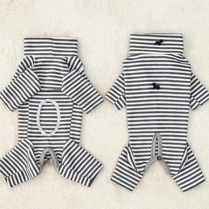Hundemantel | Pullover mit Streifen, warmer Jumpsuit für Winter