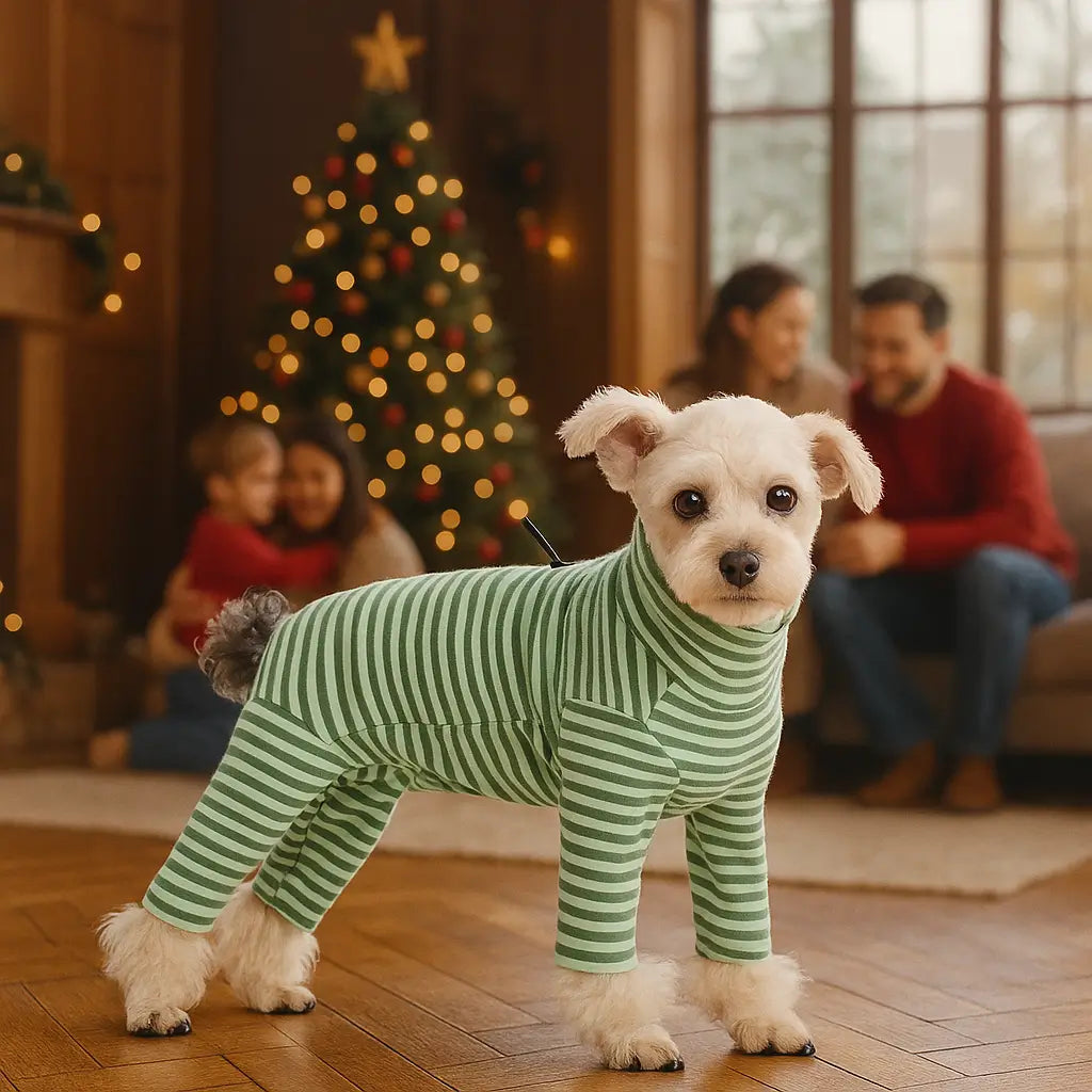 Hundemantel | Pullover mit Streifen, warmer Jumpsuit für Winter