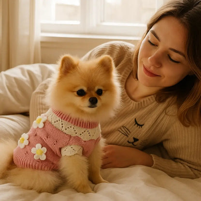 Hundepullover mit Blumenmuster | warm & bequem für deinen Hund
