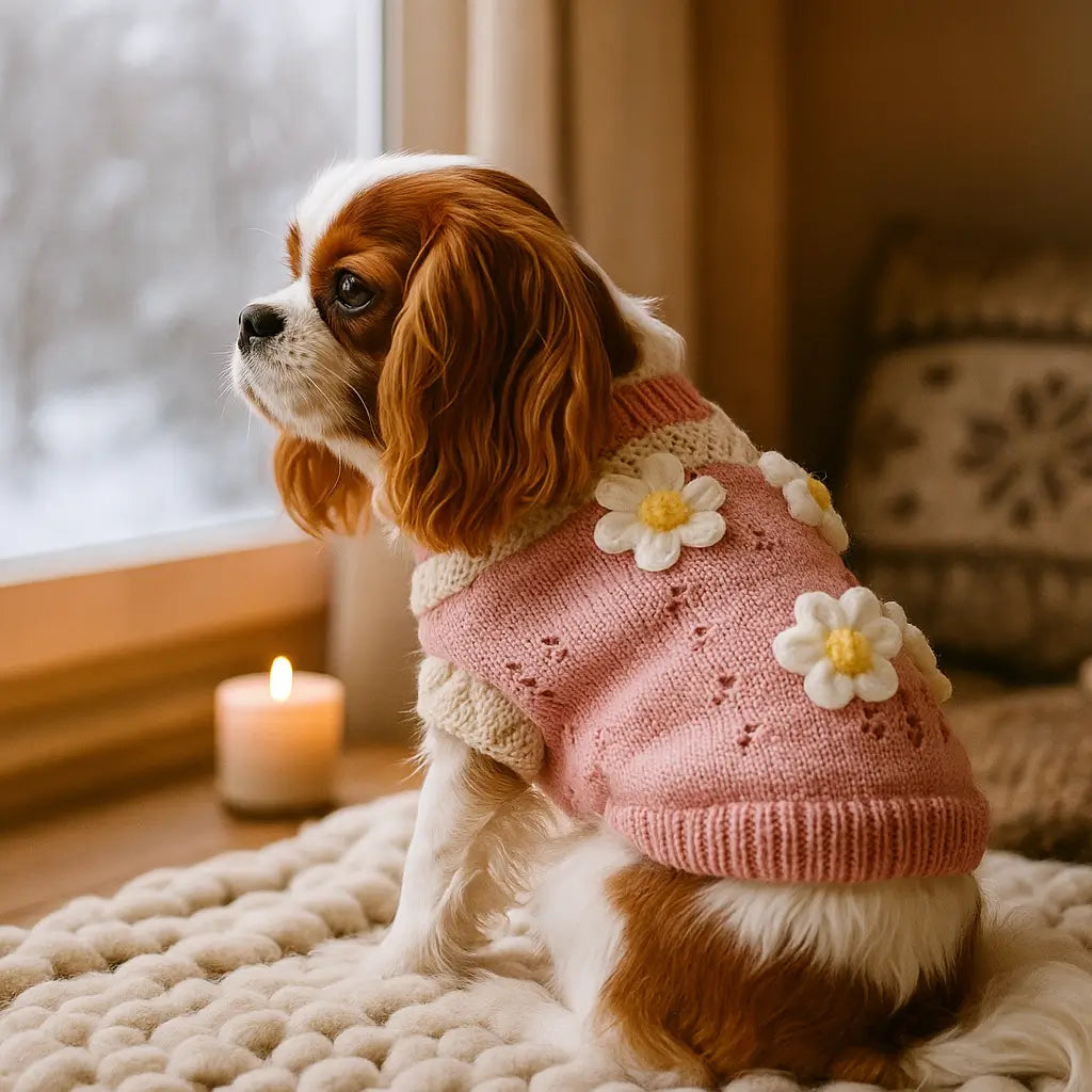 Hundepullover mit Blumenmuster | warm & bequem für deinen Hund