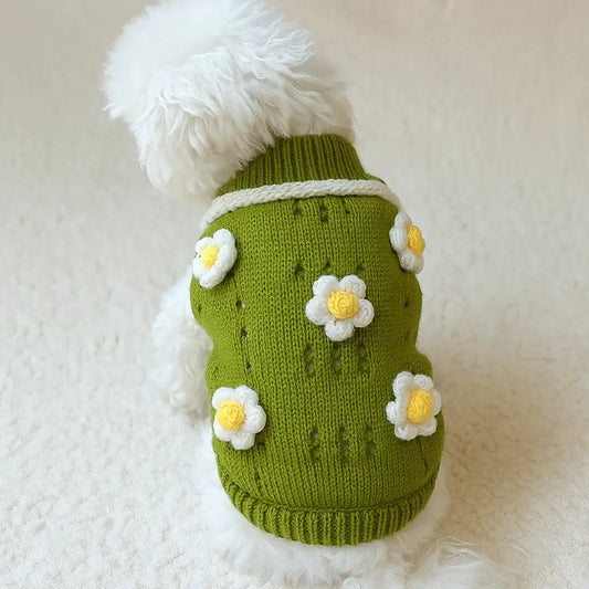 Hundepullover mit Blumenmuster | warm & bequem für deinen Hund
