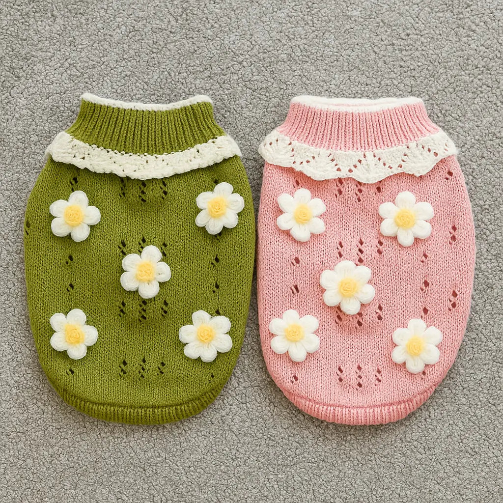 Hundepullover mit Blumenmuster | warm & bequem für deinen Hund