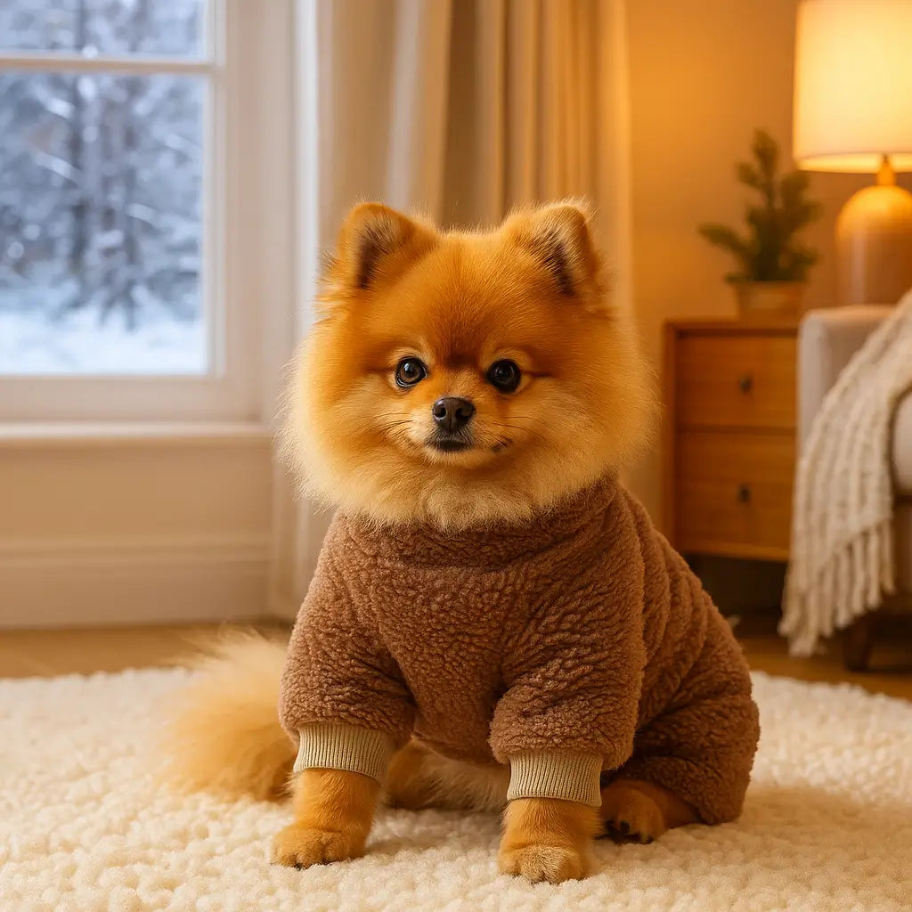 Hundemantel Jumpsuit mit Geschirr-Ring | kuschelig & praktisch