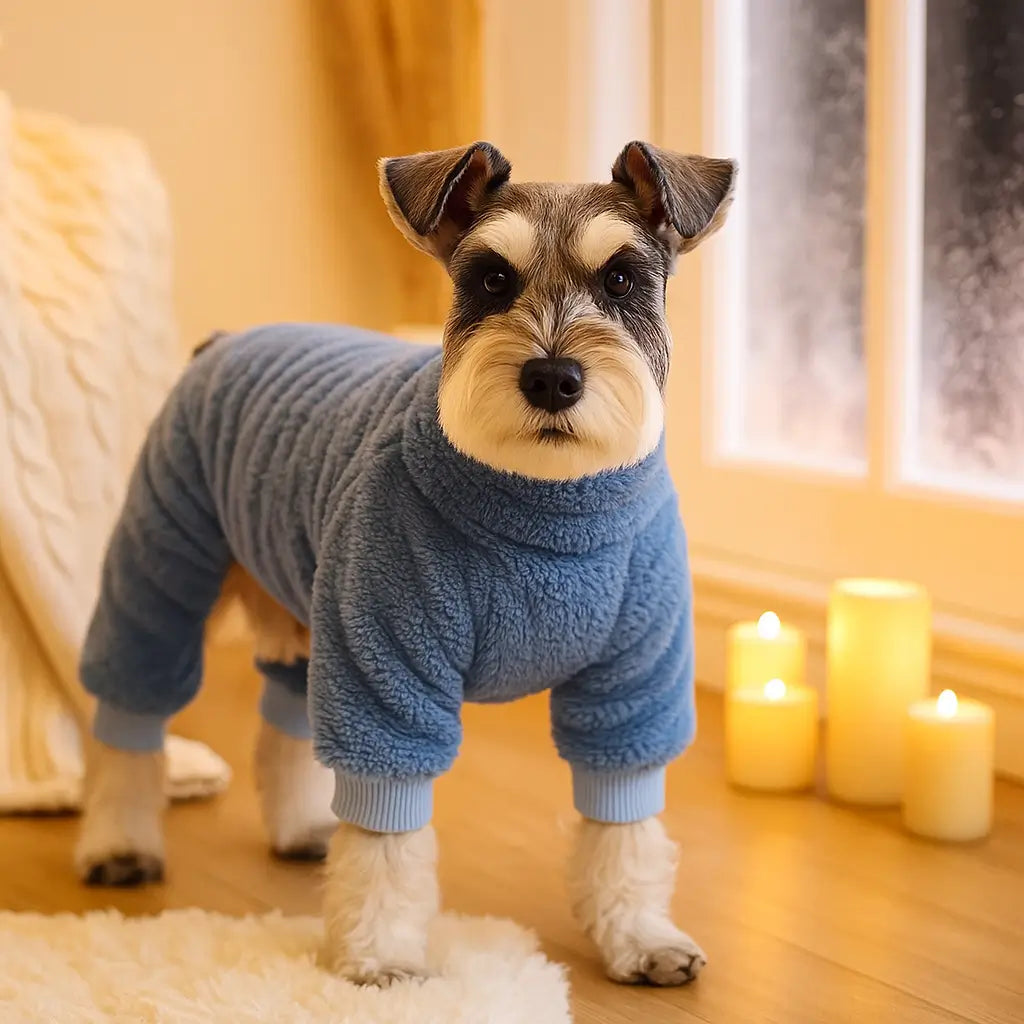 Hundemantel Jumpsuit mit Geschirr-Ring | kuschelig & praktisch