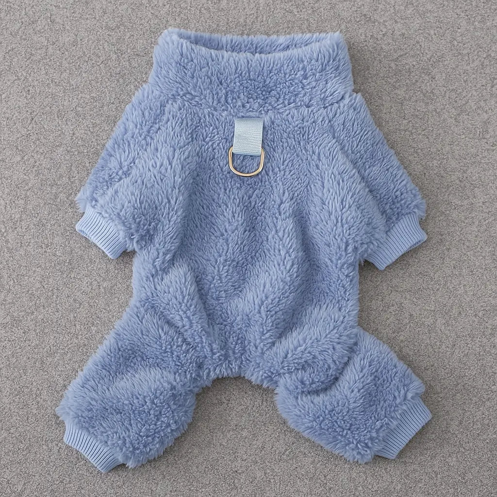 Hundemantel Jumpsuit mit Geschirr-Ring | kuschelig & praktisch