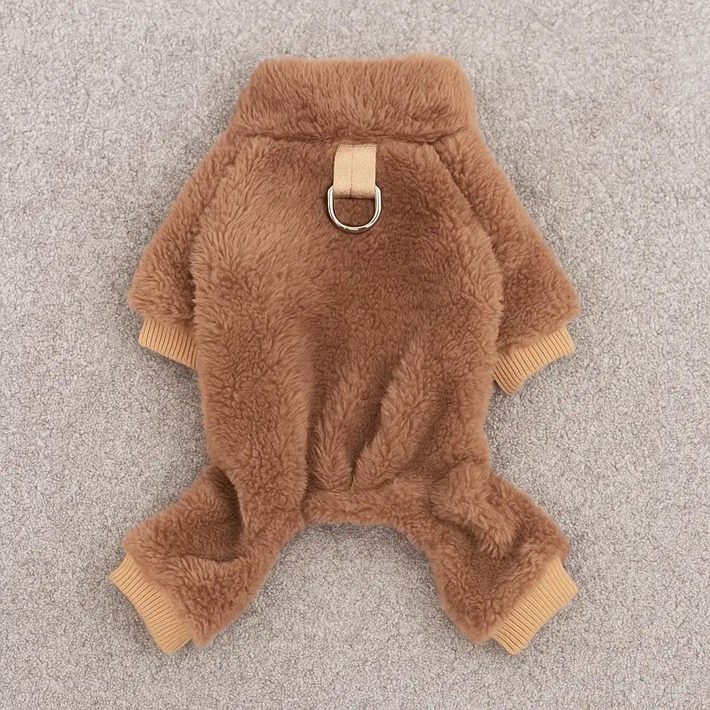 Hundemantel Jumpsuit mit Geschirr-Ring | kuschelig & praktisch