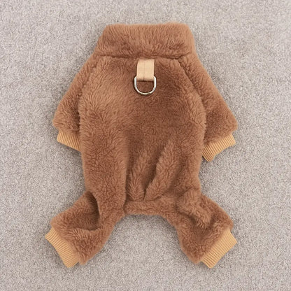 Hundemantel Jumpsuit mit Geschirr-Ring | kuschelig & praktisch