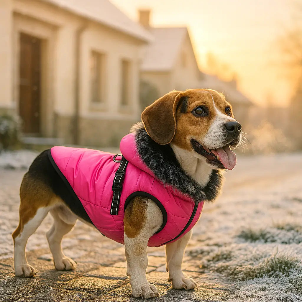 Hundemantel Winter wasserdicht mit Geschirr | warm & stilvoll