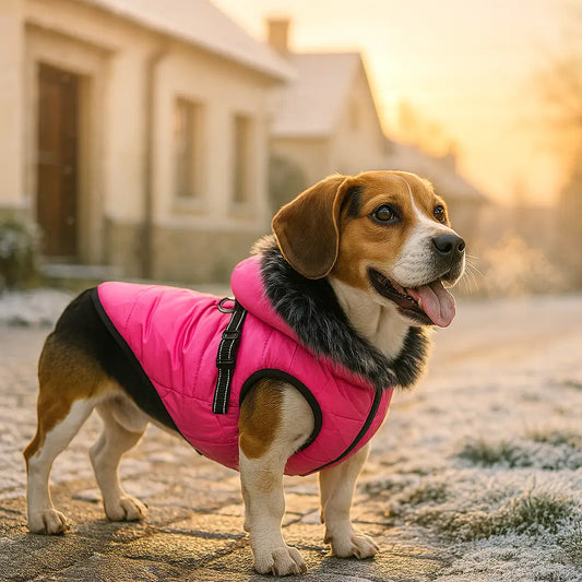 Hundemantel Winter wasserdicht mit Geschirr | warm & stilvoll