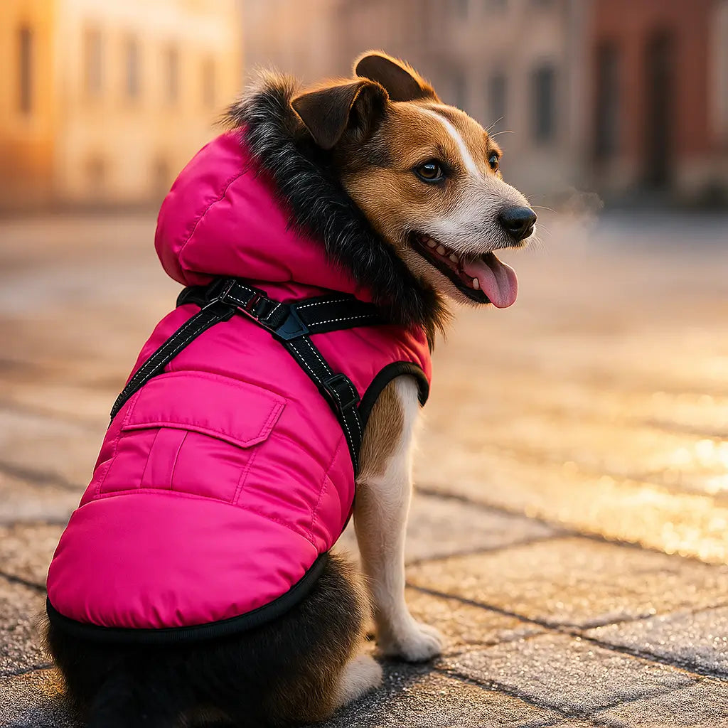 Hundemantel Winter wasserdicht mit Geschirr | warm & stilvoll