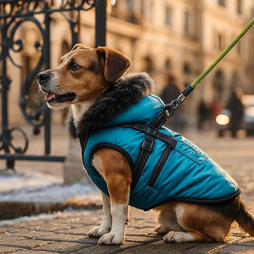 Hundemantel Winter wasserdicht mit Geschirr | warm & stilvoll