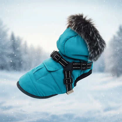 Hundemantel Winter wasserdicht mit Geschirr | warm & stilvoll